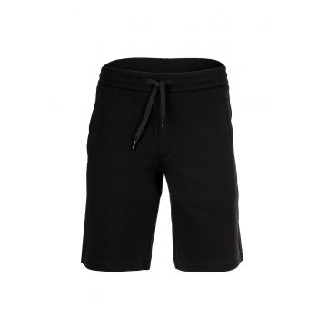 Bermude cu snur de ajustare si broderie logo - Negru