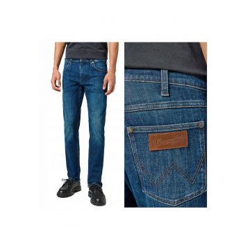 Blugi Barbati -  Straight Fit - Talie Joasa - 5 Buzunare - Fermoar - Lungi - Bumbac - Albastru - Albastru