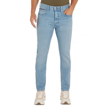 Blugi cu croiala conica si talie medie - Albastru deschis