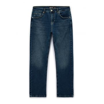 Blugi cu talie joasa si croiala dreapta - Albastru indigo