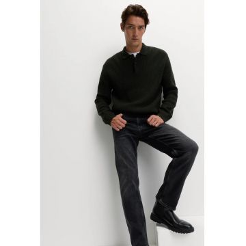 Blugi drepti cu aspect decolorat - Negru stins