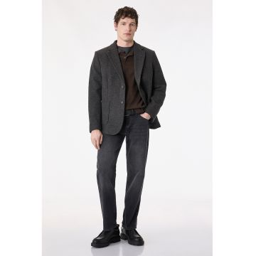 Blugi drepti cu aspect decolorat - Negru