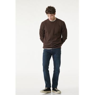 Blugi slim-fit cu aspect decolorat - Bleumarin