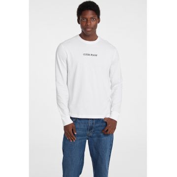 Bluza de bumbac cu logo brodat - Alb optic