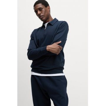 Bluza de trening din amestec de lyocell cu fenta cu fermoar - Bleumarin