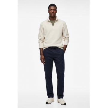 Bluza de trening striata cu fenta cu fermoar - Bej deschis