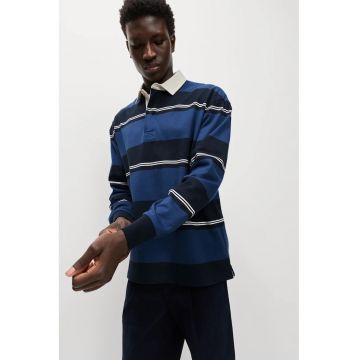 Bluza polo cu dungi - Alb/Albastru