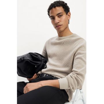 Bluza texturata de trening cu decolteu la baza gatului - Kaki