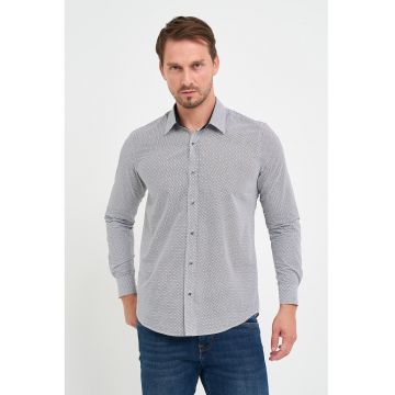 Camasa cu model cu buline - Alb/Negru