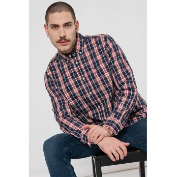 Camasa in carouri cu maneci lungi - Rosu/Alb/Albastru inchis