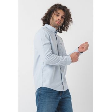 Camasa Oxford cu buzunar pe piept - Albastru pastel