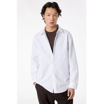Camasa regular fit cu aspect texturat - Alb