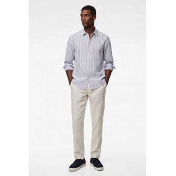 Camasa regular fit din bumbac cu model in dungi - Albastru deschis