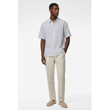 Camasa relaxed fit cu maneci scurte - Albastru prafuit/Alb murdar