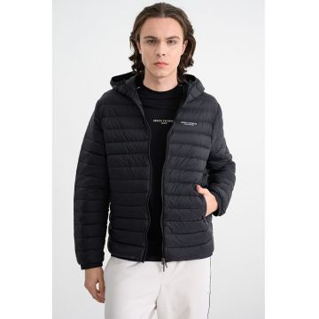 Geaca cu gluga si buzunare laterale - Negru