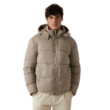 Geaca cu vatelina si gluga - Maro nisip