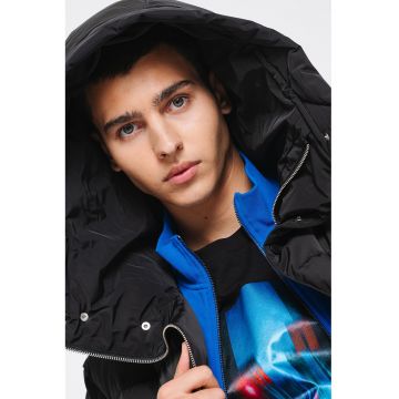 Geaca matlasata cu gluga - Negru