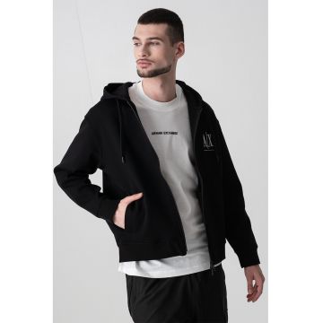 Hanorac cu logo brodat - Negru