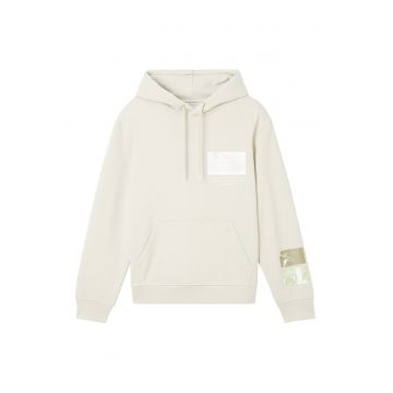 Hanorac din bumbac organic cu logo - Alb/Kaki/Maro nisip