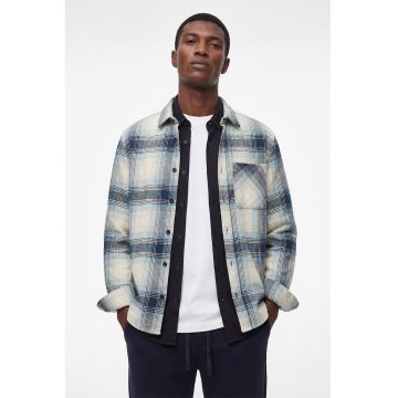 Jacheta-camasa in carouri - Albastru/Crem