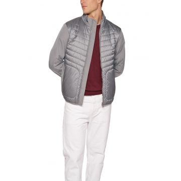 Jacheta cu gluga si segmente matlasate - Gri deschis