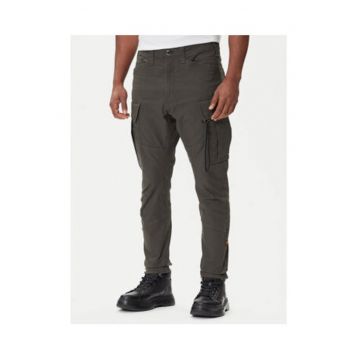 Pantaloni barbati -  model 3D - verde - cu buzunare tip zip -