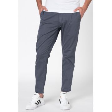 Pantaloni chino crop cu talie medie - Gri carbune
