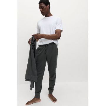 Pantaloni de pijama cdin bumbac cu snur in talie - Gri inchis
