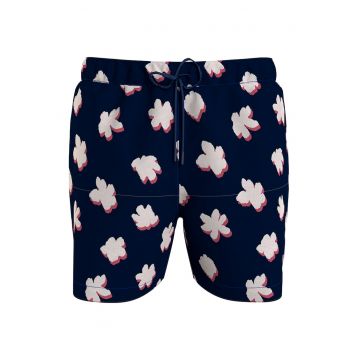 Pantaloni scurti de baie cu talie ajustabila - Alb/Rosu stins/Bleumarin