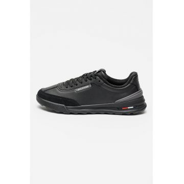 Pantofi sport de piele si piele ecologica Retro Runner - Negru/Gri inchis