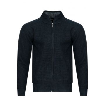 Pulover barbati -  S8627 - bleumarin - material moale - cu fermoar -