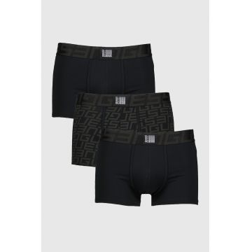Set de boxeri cu banda logo in talie - 3 perechi - Maro inchis/Negru