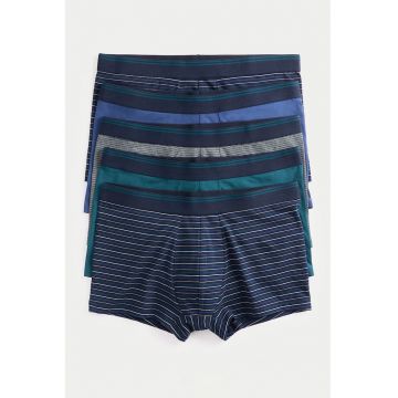 Set de boxeri cu model - 5 perechi - Alb/Verde aquamarin/Albastru