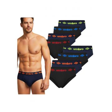 Set de chiloti cu banda cu logo - 8 perechi - Multicolor