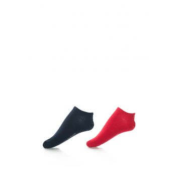 Set de sosete pana la glezna - 2 perechi - Rosu inchis/Bleumarin