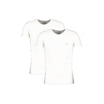 Set de tricouri cu decolteu in V - 2 piese - Alb