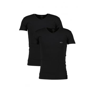 Set de tricouri cu decolteu in V - 2 piese - Negru