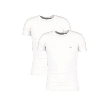 Set de tricouri cu decolteu rotund si logo - 2 piese - Alb optic