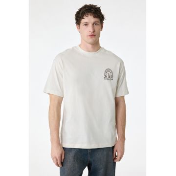 Tricou cu imprimeu grafic - Bej deschis