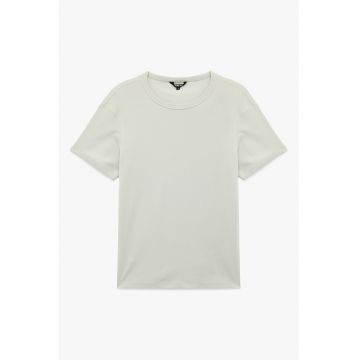 Tricou de bumbac cu decolteu la baza gatului - Gri deschis