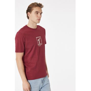 Tricou de bumbac cu decolteu la baza gatului - Visiniu