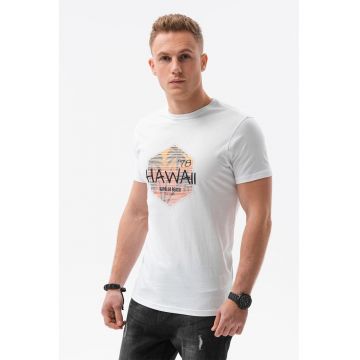 Tricou de bumbac cu imprimeu - Hawaii - Alb murdar
