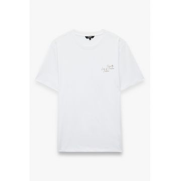 Tricou de bumbac cu maneci cazute - Alb