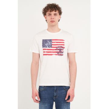 Tricou din bumbac cu imprimeu - Rosu/Alb