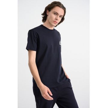 Tricou din bumbac cu logo - Alb/Albastru ultramarin