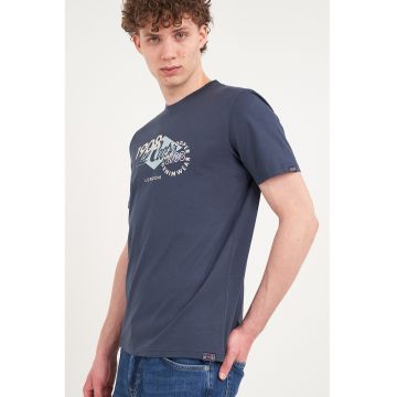 Tricou din bumbac cu model grafic - Bleumarin
