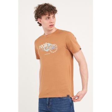 Tricou din bumbac cu model grafic - Caramel