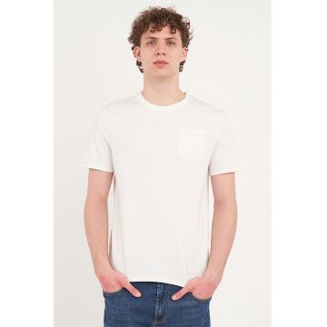 Tricou din bumbac cu model uni - Alb murdar