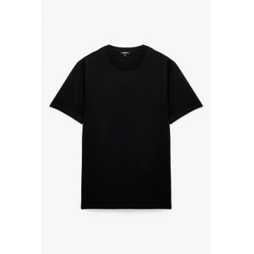Tricou uni cu decolteu la baza gatului - Negru