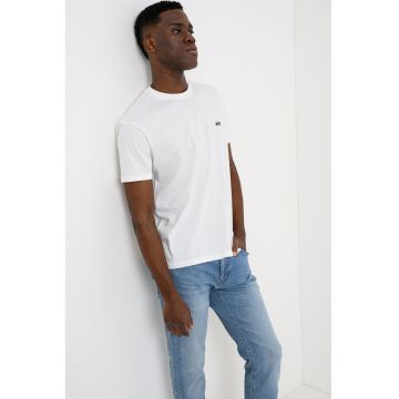 Tricou uni de bumbac cu logo discret - Alb